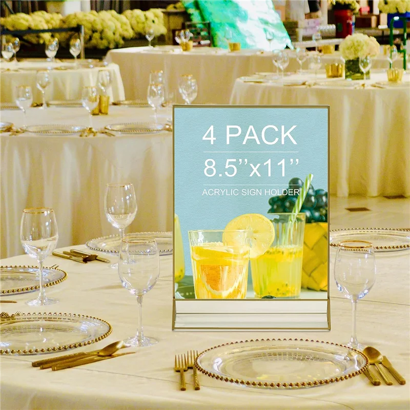 Lot De 12 Porte-menus Acrylique Transparents - Pour Mariage, Restaurant, Fêtes - 5x3x1cm - Rainure 3mm