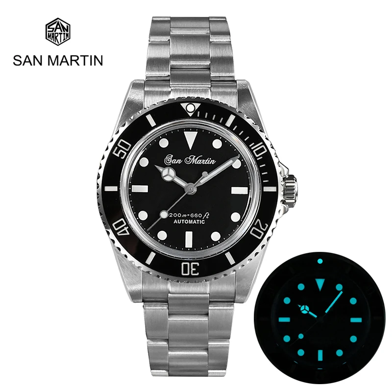 

San Martin 39mm Sports Men Diver Watch Vintage Classic Luxury Automatic Mechanical Watches Sapphire PT5000/SW200 20Bar Luminous