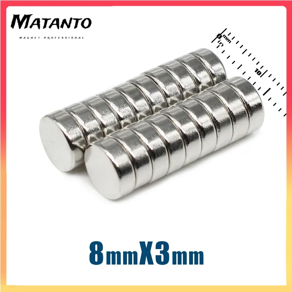 

50/100/200/500PCS 8x3mm Small Round Rare Earth Magnets Strong N35 Permanent Neodymium Disc Magnets