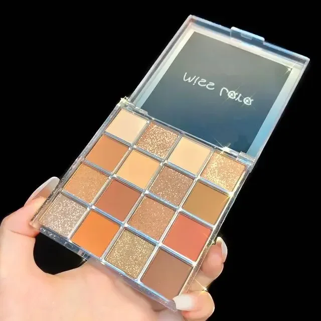 Paleta de sombras de ojos de colores, 2 tipos, 16 colores, Paleta de sombras de ojos brillantes Nude, brillo mate, pigmento de ojos impermeable de larga duración