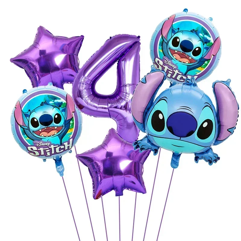Party Balloons 1 Set Disney Lilo&Stitch Theme Party Balloon Cute Stitch Aluminum Foil Balloon Set For Boys and Girls Birthday Decoration Toys