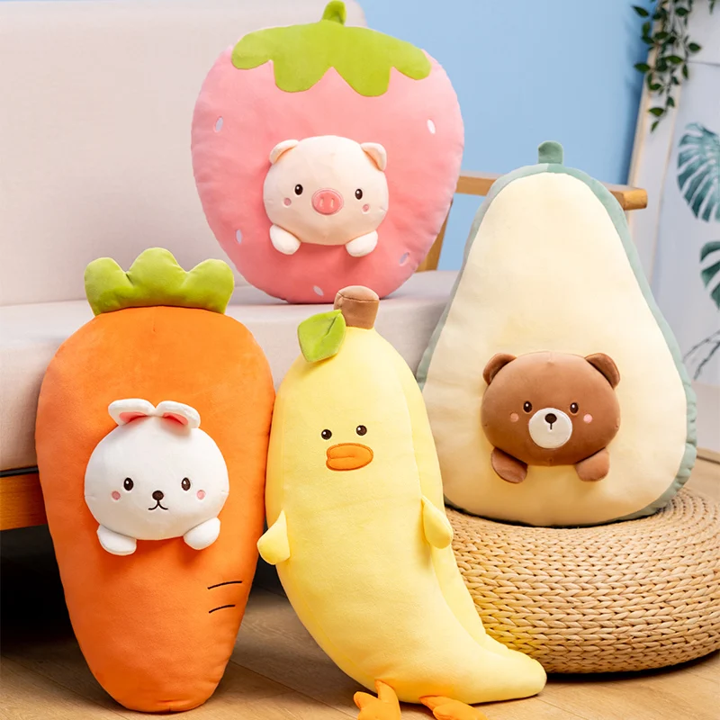 Cute Stuffed Animal Fruite Plush Pillow Cartoon Anime Bear Duck Rabbit Plushies Doll Soft Kids Toys for Girls Kawaii Room Decor animal cars for babies vehicle toys inertia toy cars duck cars friction cars toys press and go car toys infant play vehicles