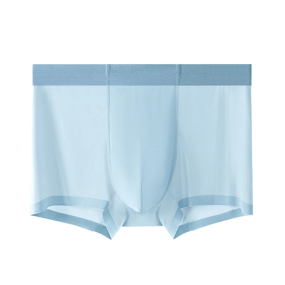

Summer Ice Silk Thin Boxer Briefs Men Sexy Underwear Breathable Cool Panties Seamless Underpants Male Soft Boxer Trunks Solid