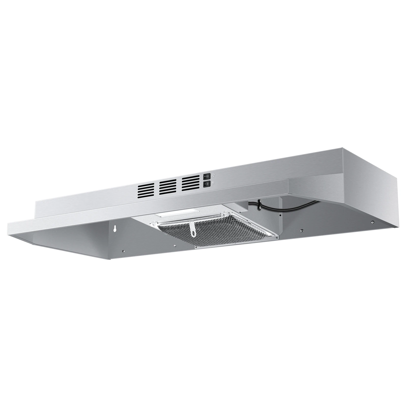 24 Inch Under Cabinet Kitchen Stainless Top Rear Exhaust Vent 2 Speed with LED Bulb Filter Range Hood 1
