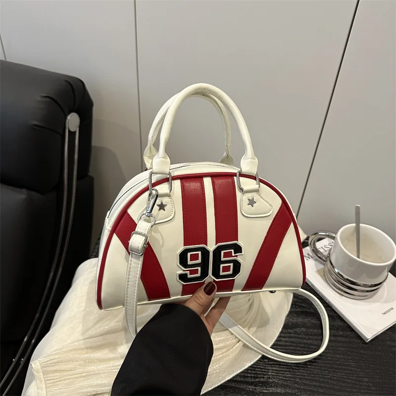 Striped Handbag Women Shoulder Bag, Chic Half Moon Armpit Bag, Stylish Tote Crossbody Bag for Women‘s Daily Work Party Travel