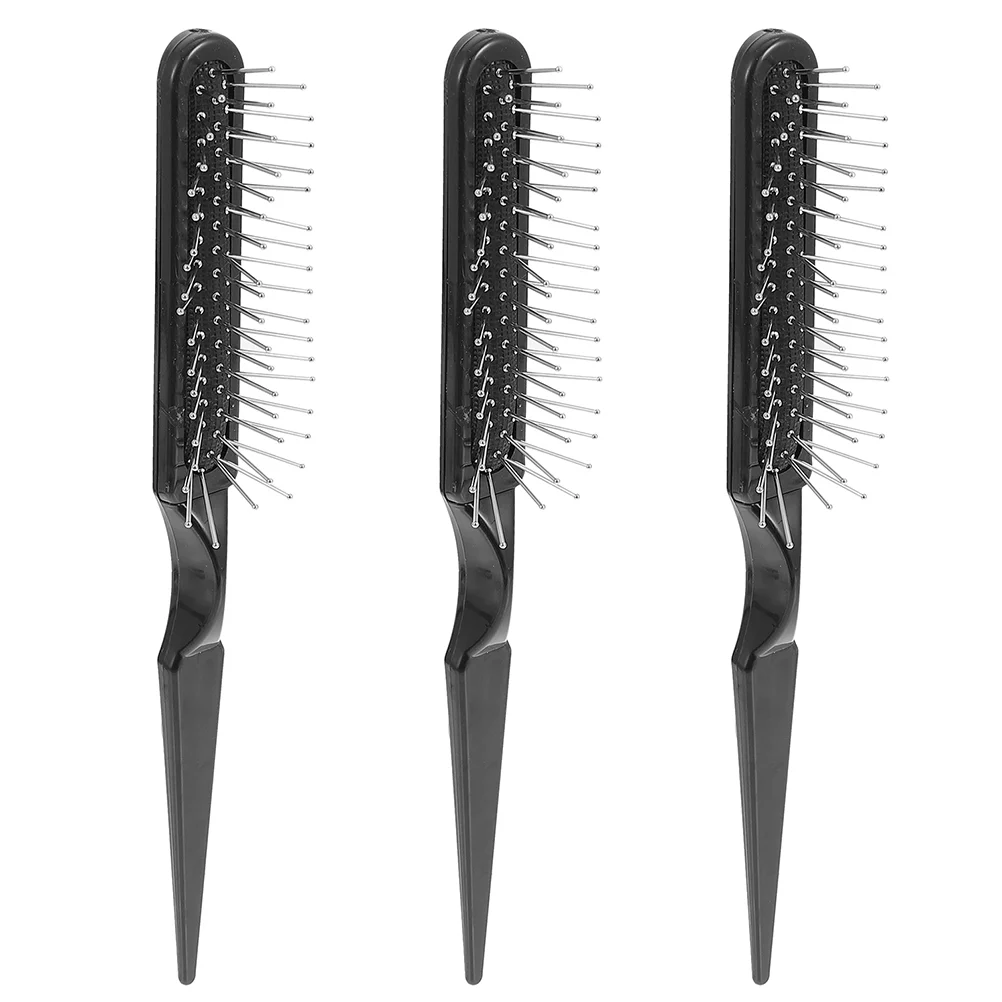 

3 Pcs Hair Comb Grey with Rat Tail Pick Steel Airbag Massage Dye Abs Wire Bristle Teasing