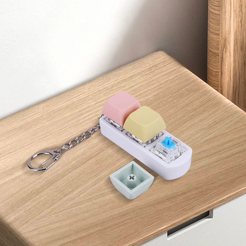 Tri-Key Mechanical Fidget Clicker and Stress Reliever Keychain