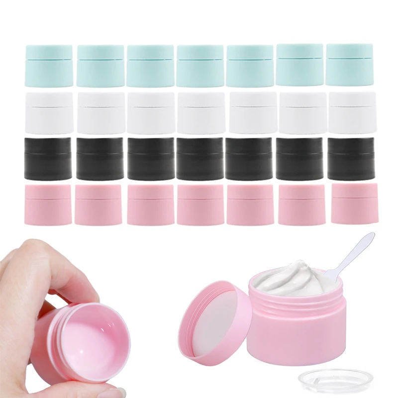 

52pcs 3g 5g Plastic Refillable Bottle Tight Waist Container Face Cream Jar with Lid Cosmetic Jar Empty Container Travel Size Pot