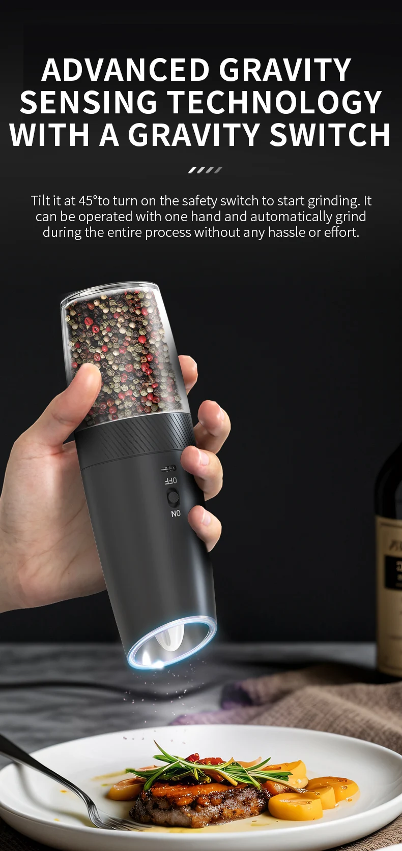 Rechargeable Electric Pepper and Salt Grinder with...