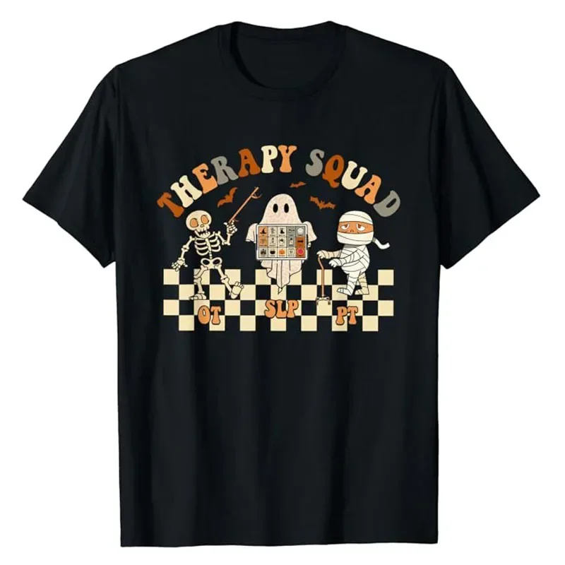 

Ретро-терапевтический костюм SLP OT PT Team на Хэллоуин, речь, физическая футболка, подарки, смешная графическая футболка с юмором, топ для педиатрической терапии