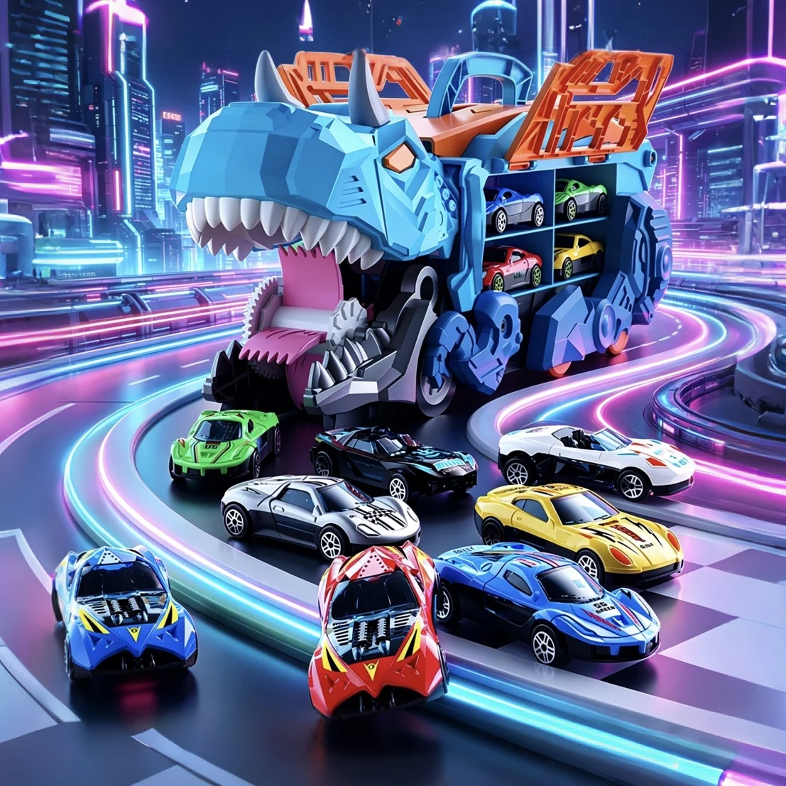 Dinosaur Transporter: Transforming Alloy Vehicle Set into a Standing T-Rex
