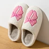 Fashion Cute Pretty Bow Women Slippers Indoor Winter Soft Sole Exquisite Warm Graceful Causal Dormitory Comfy Flat Cotton Shoes 4