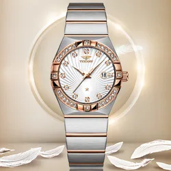 Luminous Ultra Thin Women's Quartz Luxury Watch with Minimalist Design (Rose Gold White)