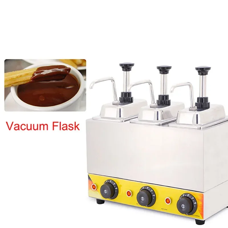 Sauce Warmer Chocolate Warming Machine Stainless Steel Electric Soy Jam Heater Filling Machine 3 Bottles 220V 3