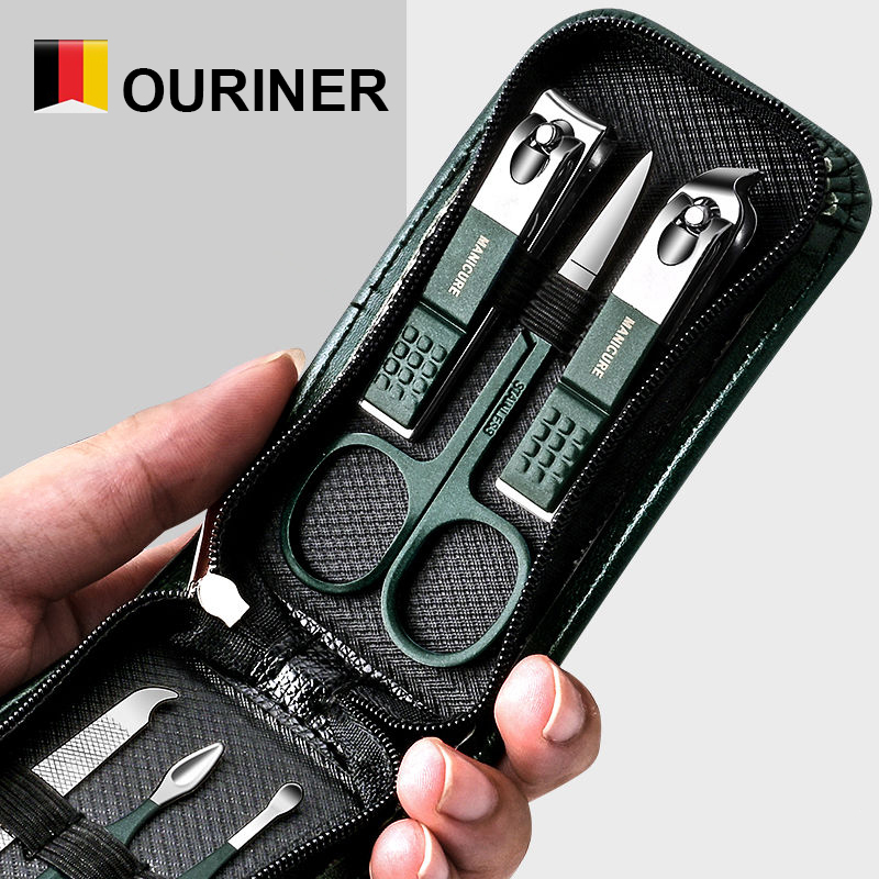 2023 New 6 Pcs Portable Luxury Manicure Sets Pedicure Kits Bright Black Nail Clipper Set Personal Care Tools Eyebrow Scissors