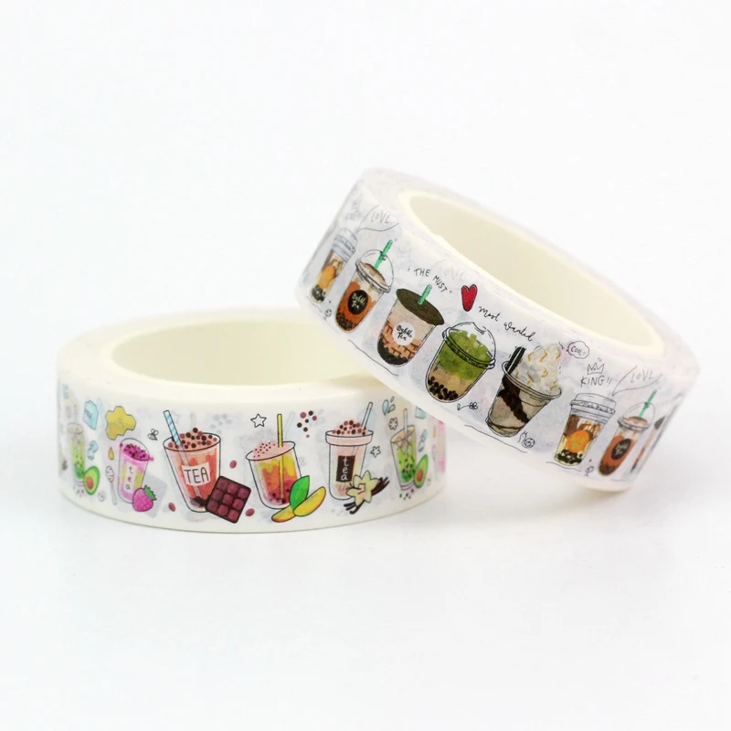 NEW 1pc 10M Decor Mushrooms Flowers Coffee Cups Nautical Washi Tape Set for Scrapbooking Journaling Masking Tape Cute Stationery 4