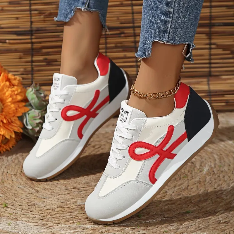 2024 New Trend Round Head Deep Mouth Walking Shoes Light Versatile Breathable Cross Lace Casual Sports Shoes Zapatos De Mujer 2