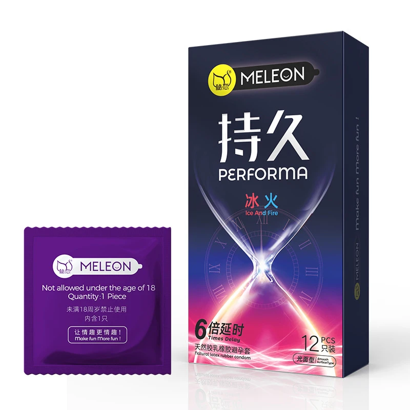 Durable Condom Natural Latex Rubber Ice and Fire Pellet Safety Condom Penis Sleeves Adult Erotic Birth Control Safer Sex Product