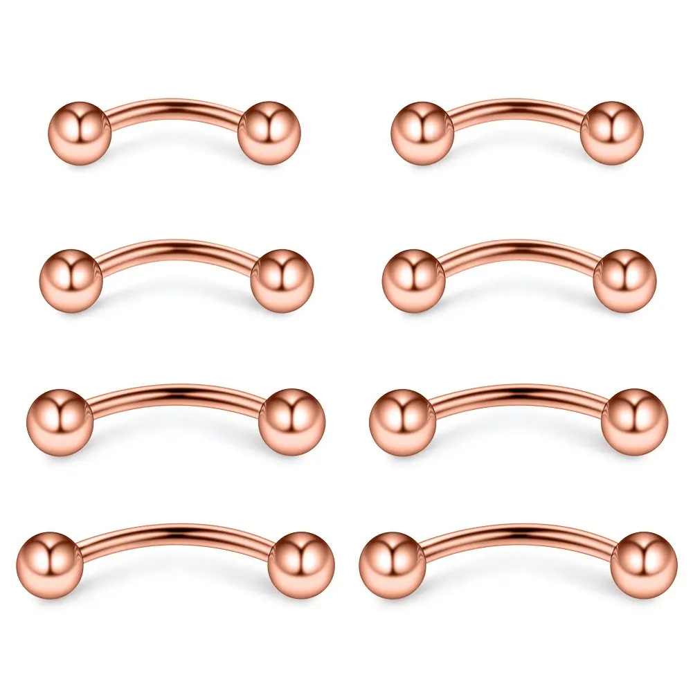 

8 Pcs Eyebrow Piercing Jewelry 16G Stainless Steel Arc Barbell with Ball Set Ear Screen Lip Ring 6mm 8mm 10mm 12mm Black Silver