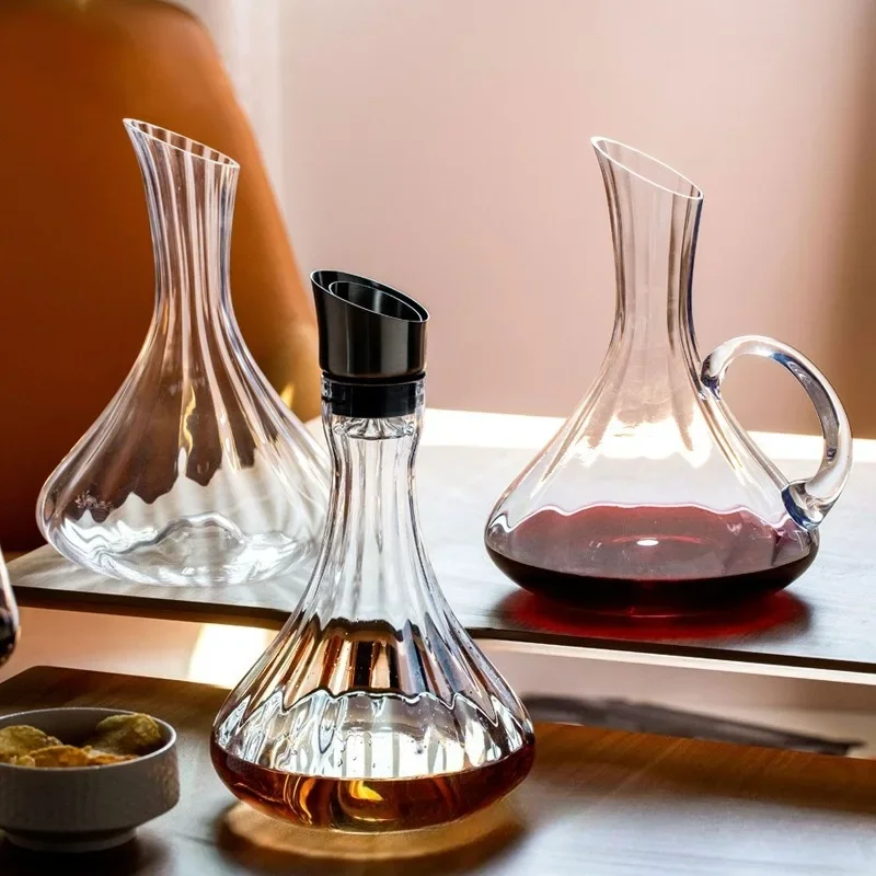 European Style Luxury Crystal Glass Wine Decanter with Handle forRed Wine Elegant Home Barware Drinking Accessories