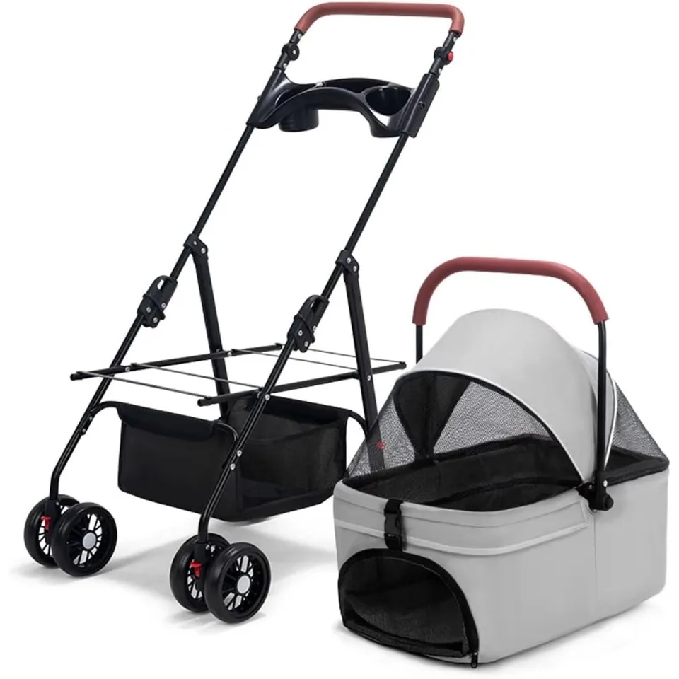 Multifunction Dog Stroller with Detachable Carrier