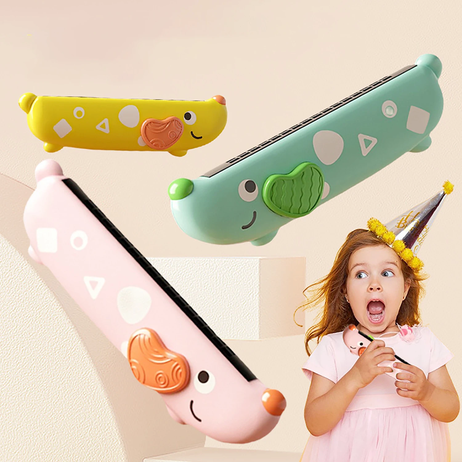 Children Wooden Cartoon Cute Harmonica Montessori Puzzle Toys Creative Music Toy Playing Instruments Kids Boys Girls Gifts TMZ 6