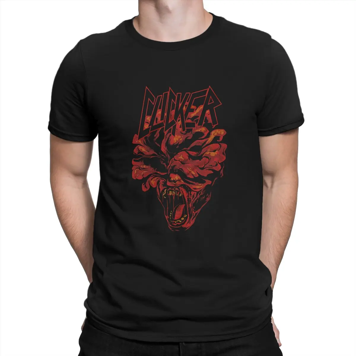 

The Last of Us Tv Series Newest TShirt for Men Clicker Essential Round Neck Basic T Shirt Distinctive Gift Clothes OutdoorWear