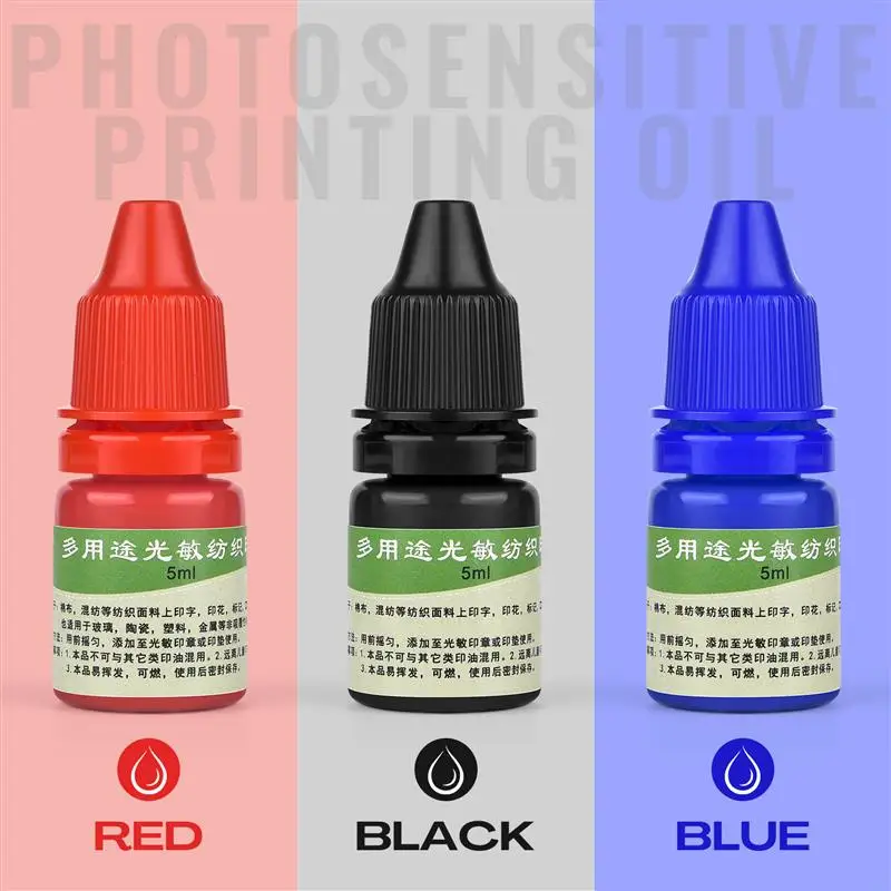 Textile clothes ink 5ml blue red black for students kids name stamp printing on clothing