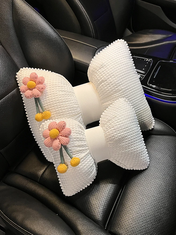 

2023 Car Headrest Protect Cute Bow Neck Pillow Car Pillow Car Seat Lumbar Cushion Cervical Pillow Car Accessories Interior Woman