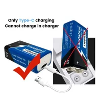 🔋 6F22 9V 1500mAh แบตเตอรี่ลิเธียมไอออนแบบชาร์จไฟได้ USB 9V แบตเตอรี่เหมาะสำหรับมัลติมิเตอร์ไมโครโฟนของเล่นรีโมทคอนโทรล KTV 4