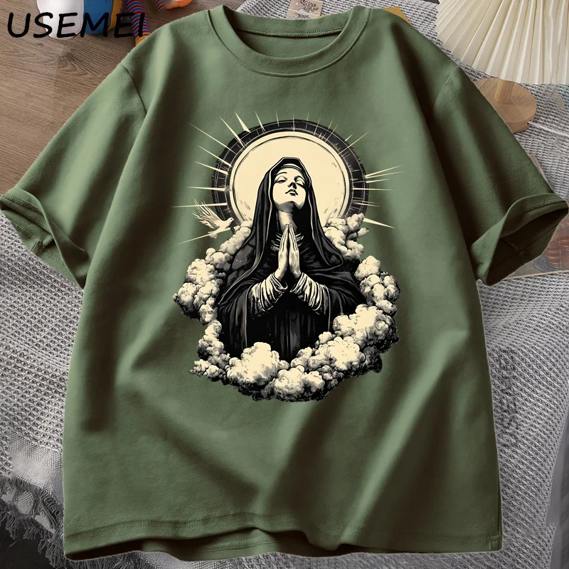 Christian T Shirt Virgin Mary Graphic Tshirt Faith Unisex Tee