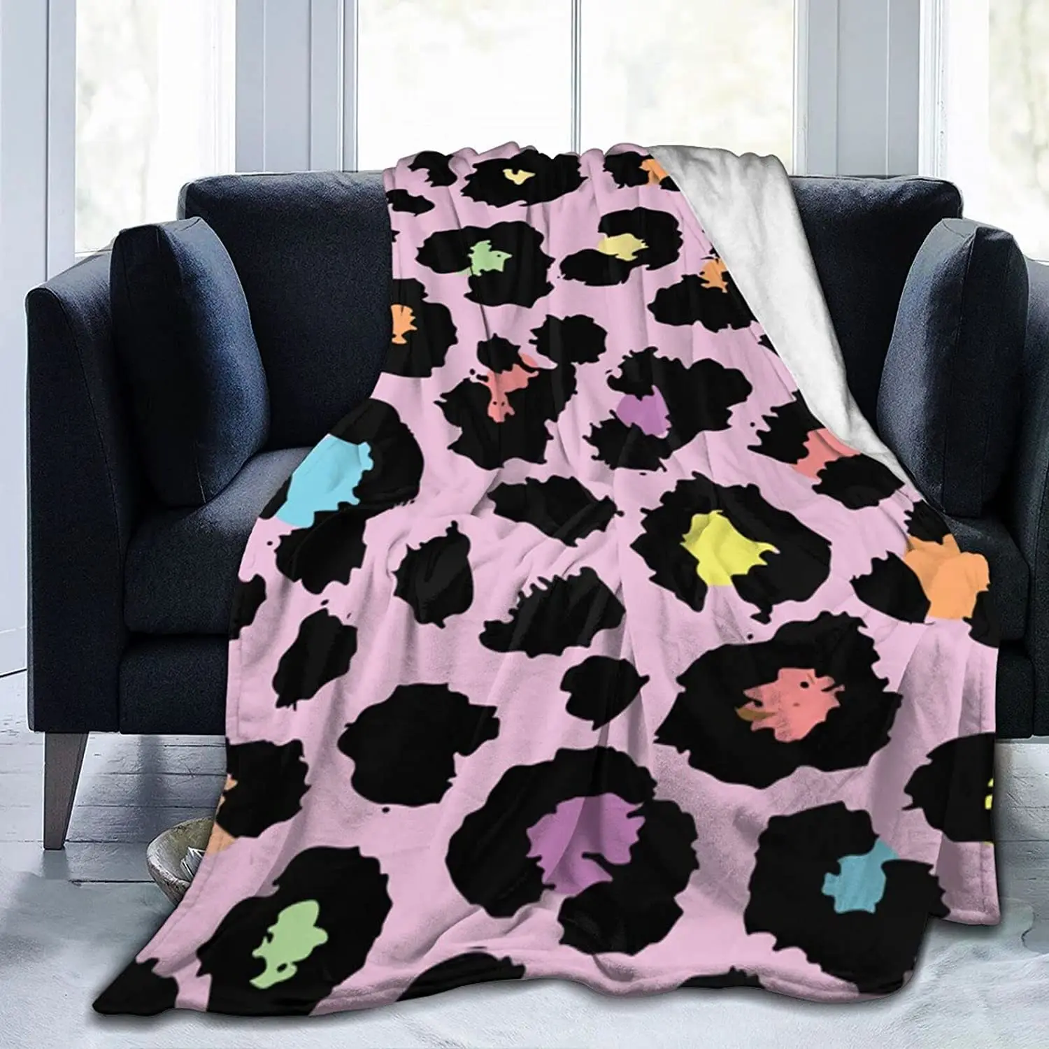 

Colorful Leopard Pattern Throw Blanket Lightweight Microfiber Flannel Fleece Blankets for Bed Couch Sofa Blanket Quilt 60"X50"