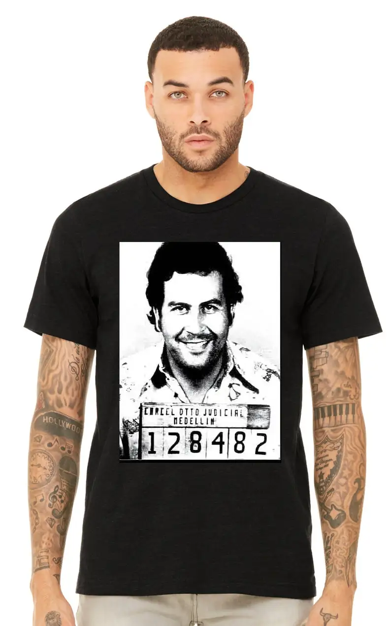 Pablo Escobar Mug Shot Cartel Tee Maniche Lunghe O Corte