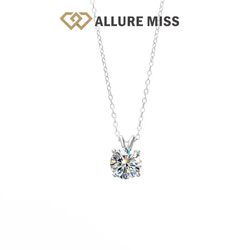 

Moissanite Jewelry Necklace 100% 925 Sterling Silver Rabbit Ear 1 Carat Round Brilliant Cut Inlaid Diamond Sparkling Top Quality