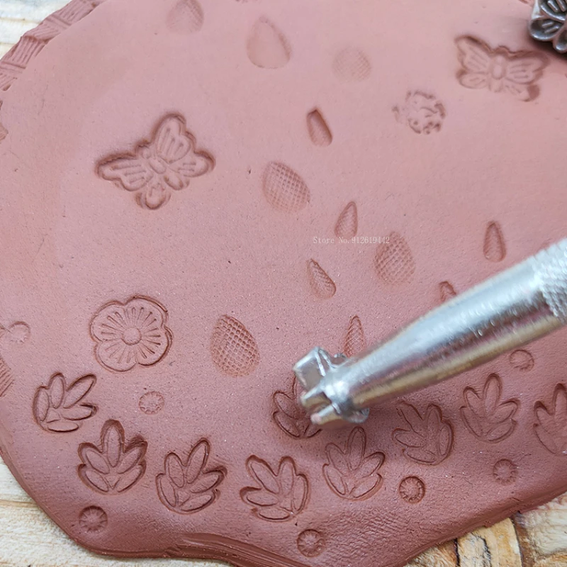 Alloy material pottery flower shape printing tool DIY handwork making creative ceramic handicraft embosse rubbing auxiliary tool