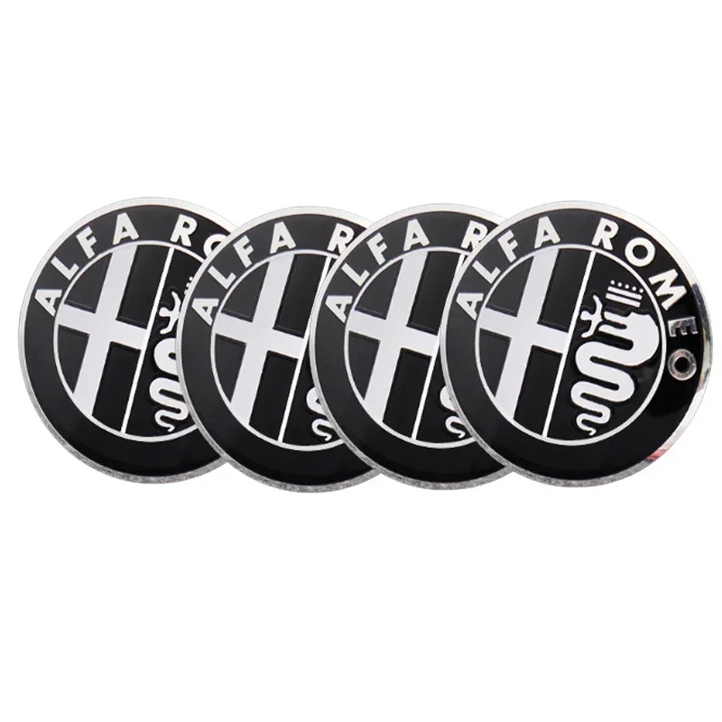 Alfa Romeo Wheel Hub Caps Sticker Set - Premium Car Wheel Center Emblems, 4-Piece Accessory Kit