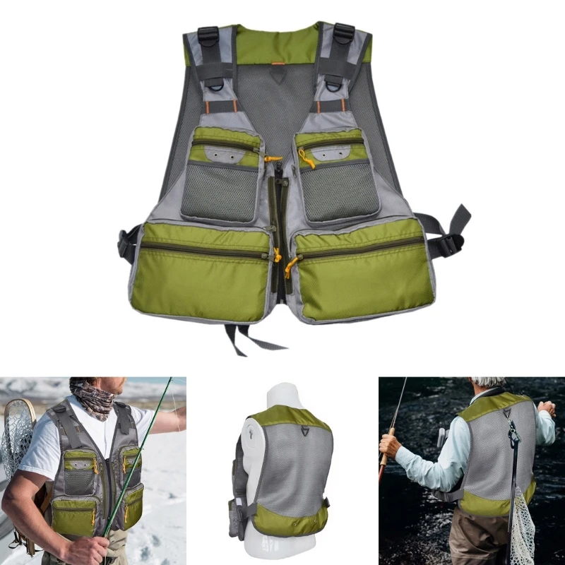 

Mens Quick Dry Fishing Vest Mesh Jackets Hiking Multi-Pocket Fishing Waistcoat