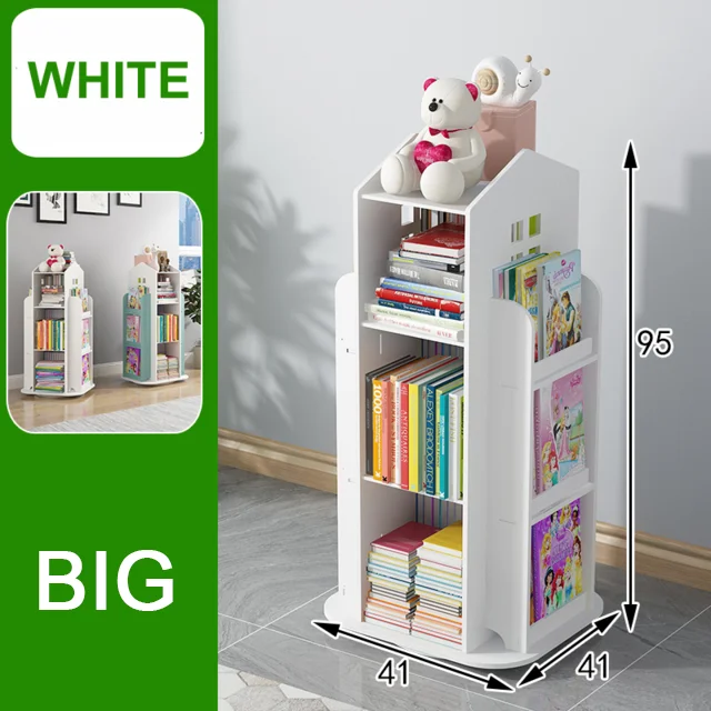 Children's Bookshelf 360° Rotating Cartoon Books Rack Floor Simple Child Book Shelf for Home Bookcases Furniture Bookshelf Rack