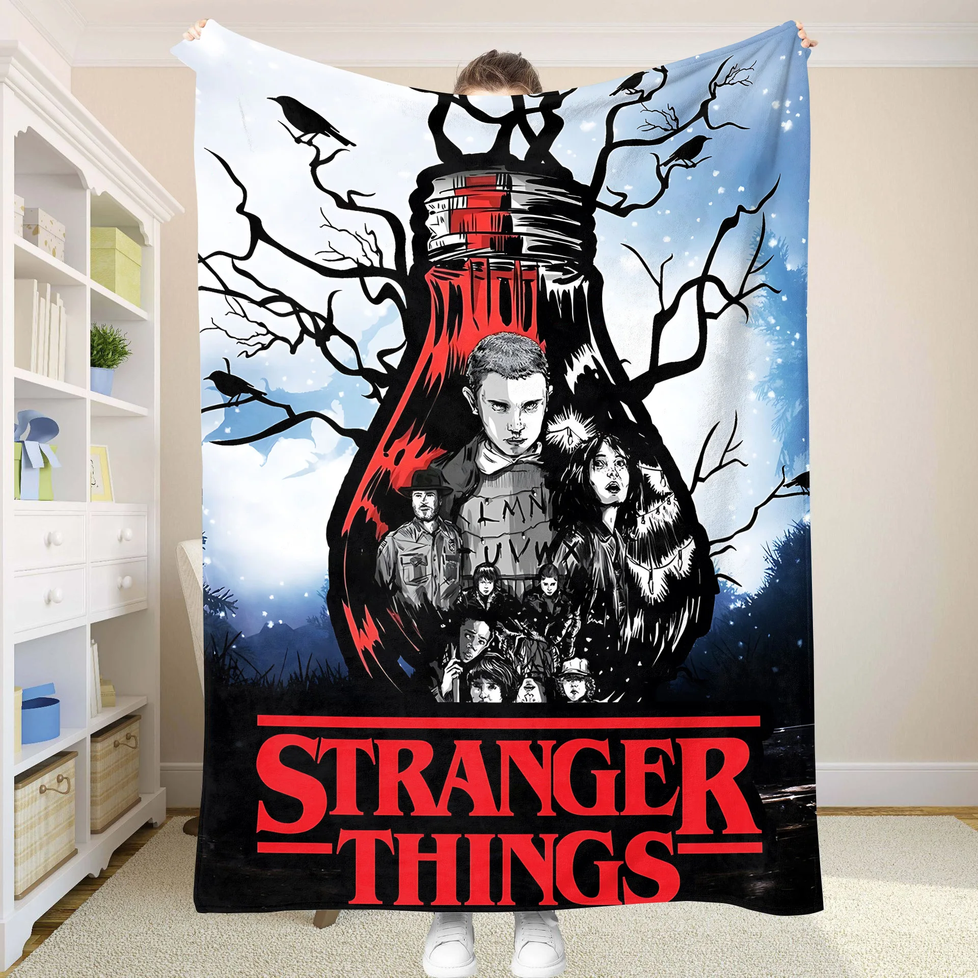 Stranger Things Custom Blanket Double Bed Blankets for Decorative Sofa Bedspread on the Bed Throw Blankets and Bedspreads Anime 3