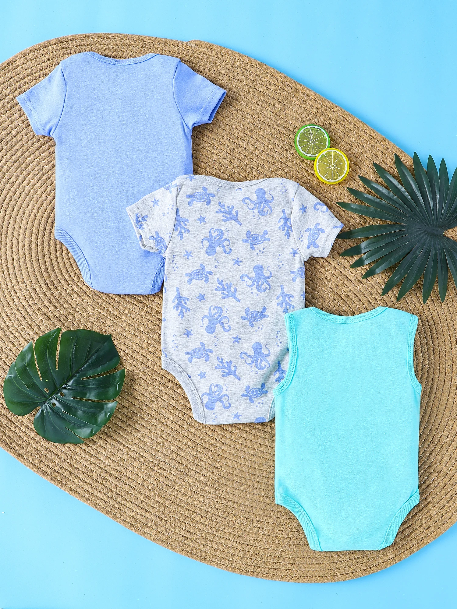 3PCS summer Baby boy onesies cotton fabric Breathable and comfortable  short sleeve triangle crawl suit for 0 ~ 12 months 2