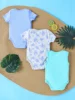 3PCS summer Baby boy onesies cotton fabric Breathable and comfortable  short sleeve triangle crawl suit for 0 ~ 12 months 2