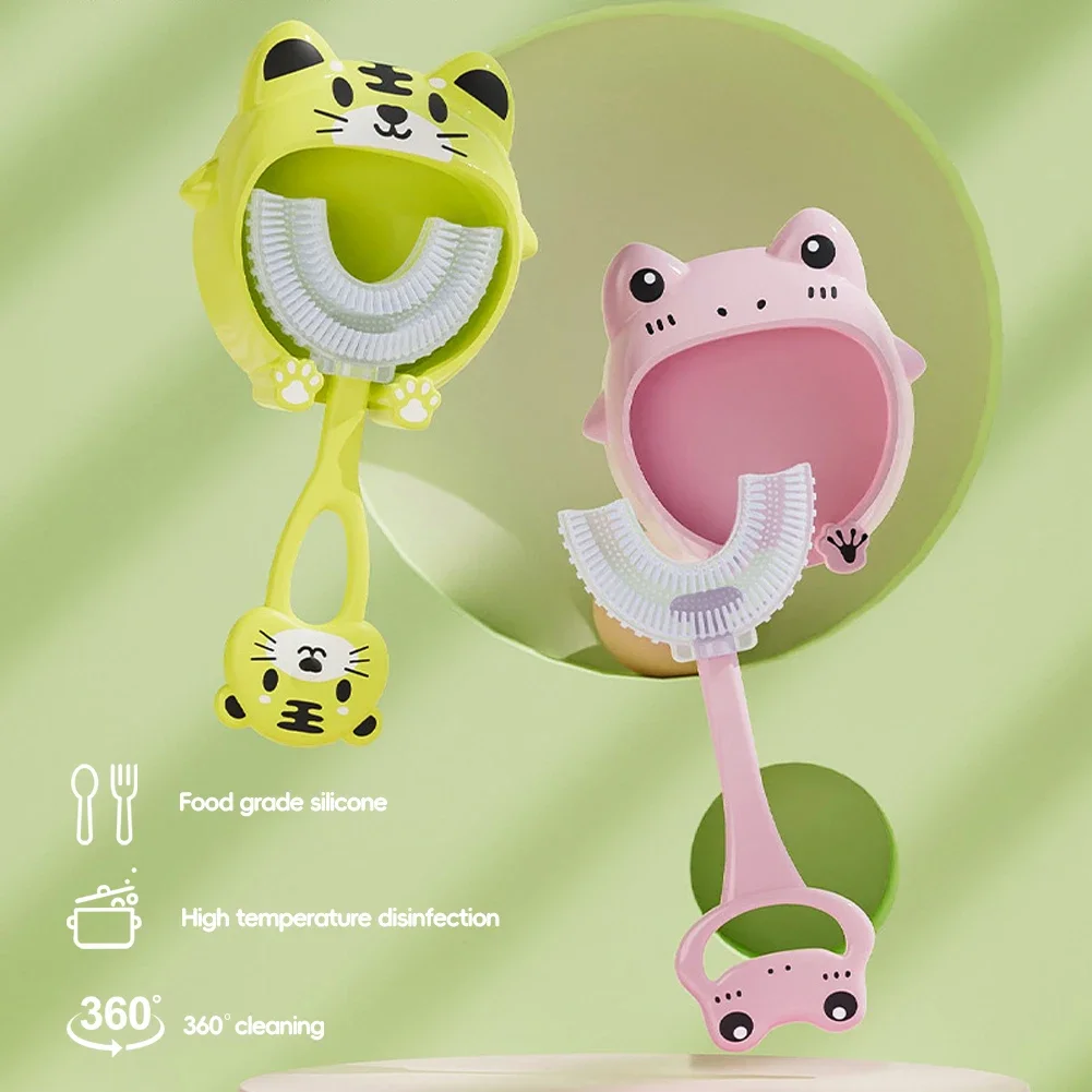 Children U-shaped Baby Toothbrush 360 Degree Children's Teeth Oral Care Cleaning Brush Soft Silicone Toothbrush Baby Items 2-12Y