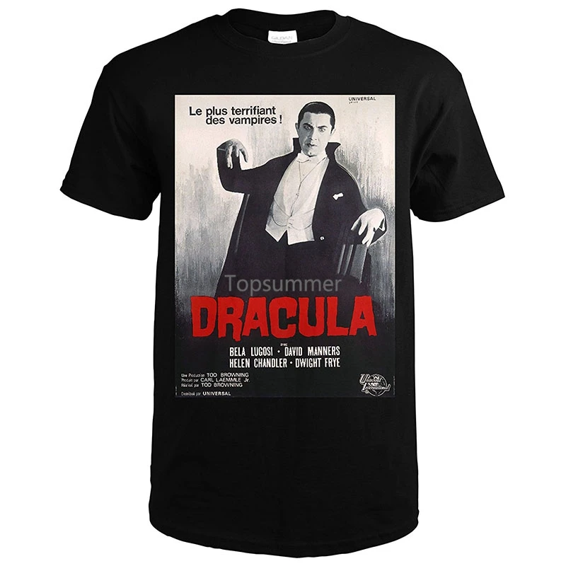 

Funny Shirts Printing Men Dracula Bela Lugosi Vintage Poster France 1931 O-Neck Short-Sleeve Shirt
