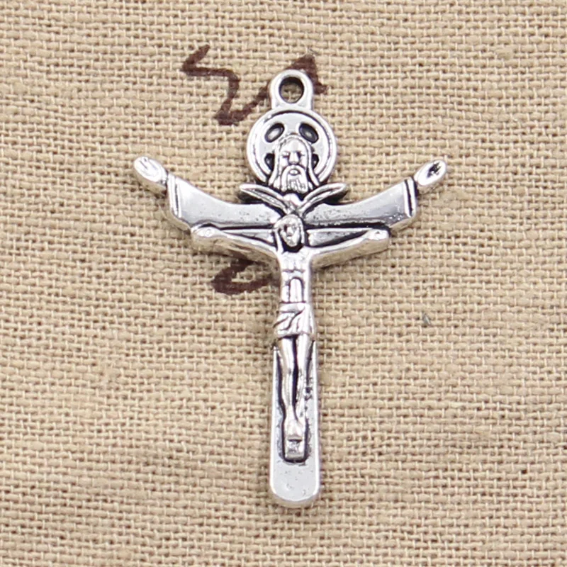 

8pcs Charms Cross Jesus 34x24mm Antique Silver Color Pendants Making DIY Handmade Tibetan Finding Jewelry