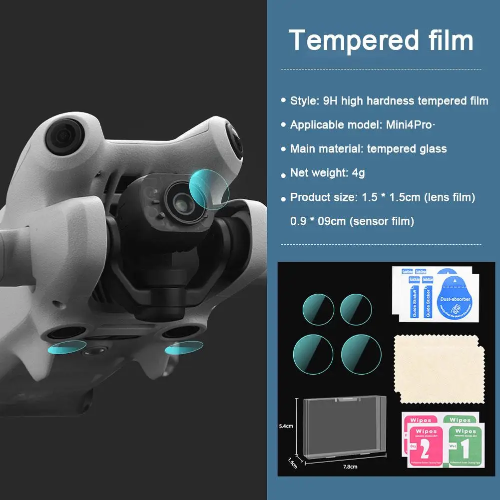 

For Dji Mini 4pro Sensor Film Drone Lens Protective Anti-scratch Glass Lens Sensor Film Camera Tempered Film Screen P8o7