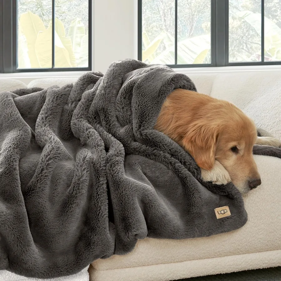 Euphoria Plush Faux Fur Throw Blanket Medium Weight Reversible Luxury Soft Throw for Couch Bed or Chair Hypoallergenic Machine