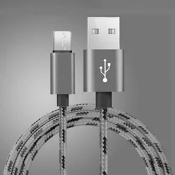 Premium Nylon Braided Micro USB Data Sync Charger Cable - Multiple Lengths Available - 3m (Grey)