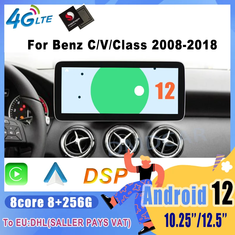 

Android 12 8+128G For Mercedes Benz C-class W204 W205 V-class W638 2008-2021 Car Multimedia Player Navigation GPS Carplay