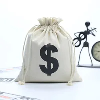 Canvas Money Bags for Party, Costume Money Bag Prop with Dollar Sign,  Money Sacks for Cosplay Theme Party (35cm*40cm/1Packs) 1