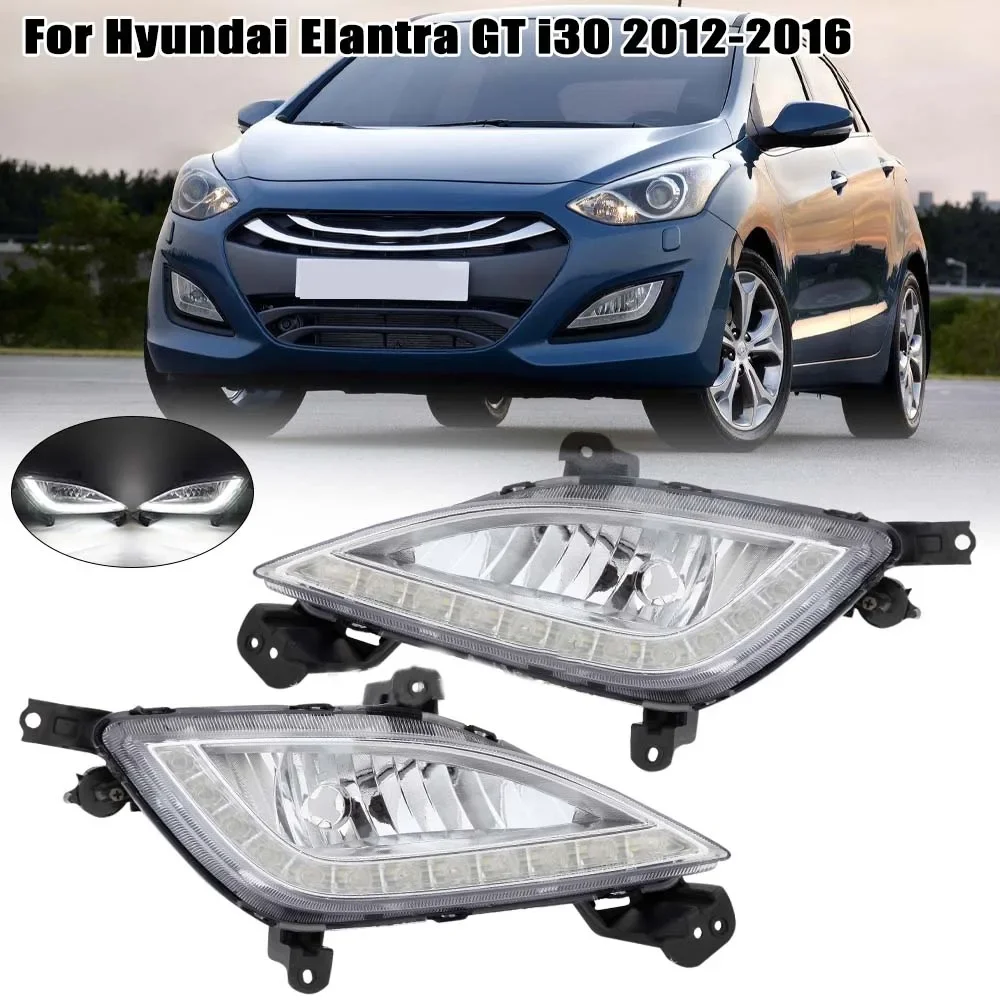 

Car Front Bumper Fog Light Daytime Running Drive Lamp Cover Frame Lid For Hyundai Elantra GT i30 2012-2016 Foglight Foglamp